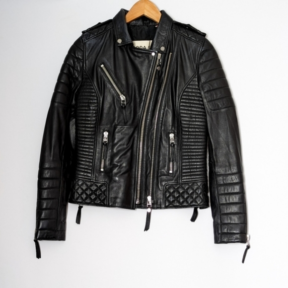 BODA SKINS Leather Jacket Napa Sheep Skin  Kay Michaels 2.0 Black Biker Quilted - Picture 7 of 16